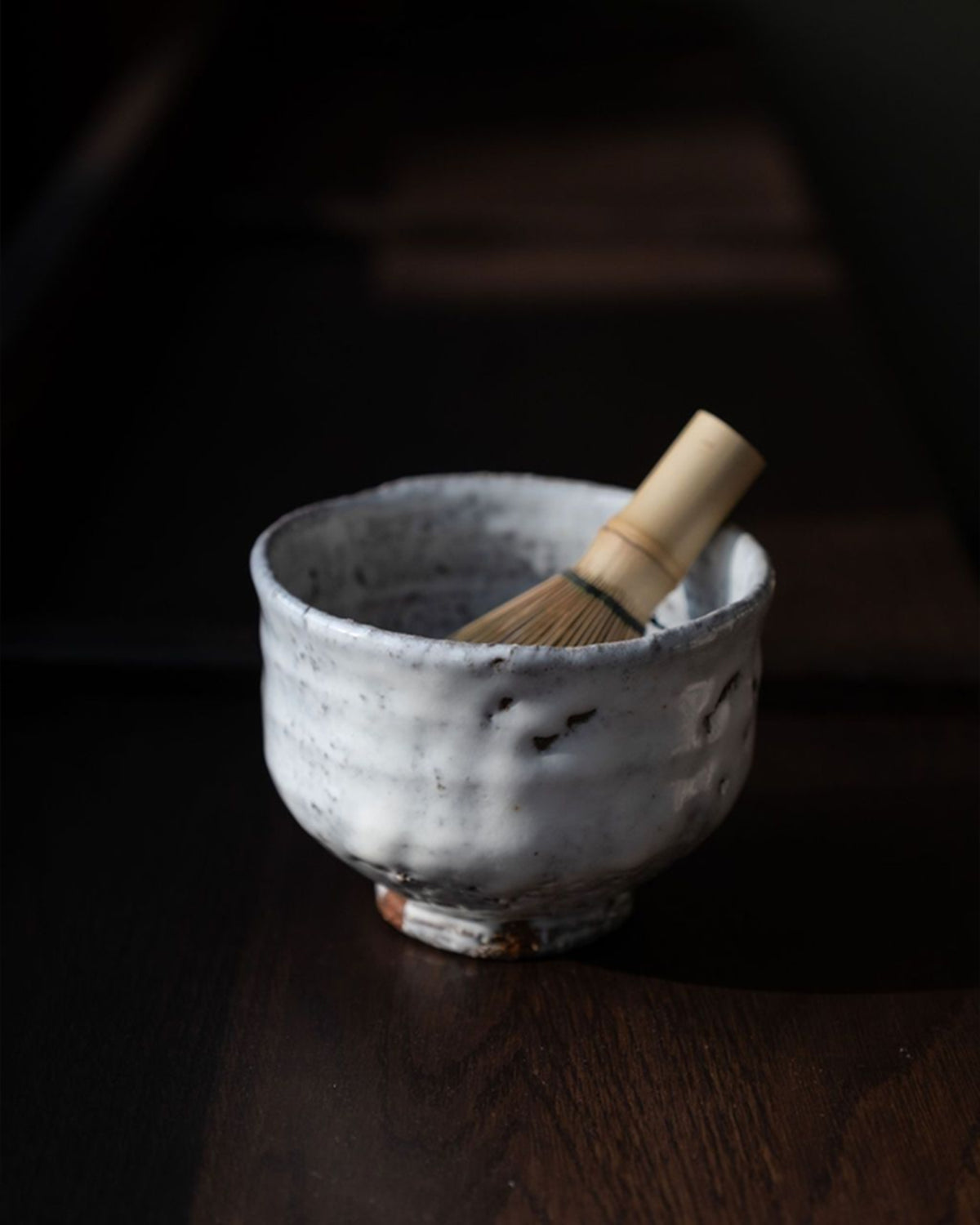 Hagi chawan by Kunisuke Nakahara with bamboo whisk