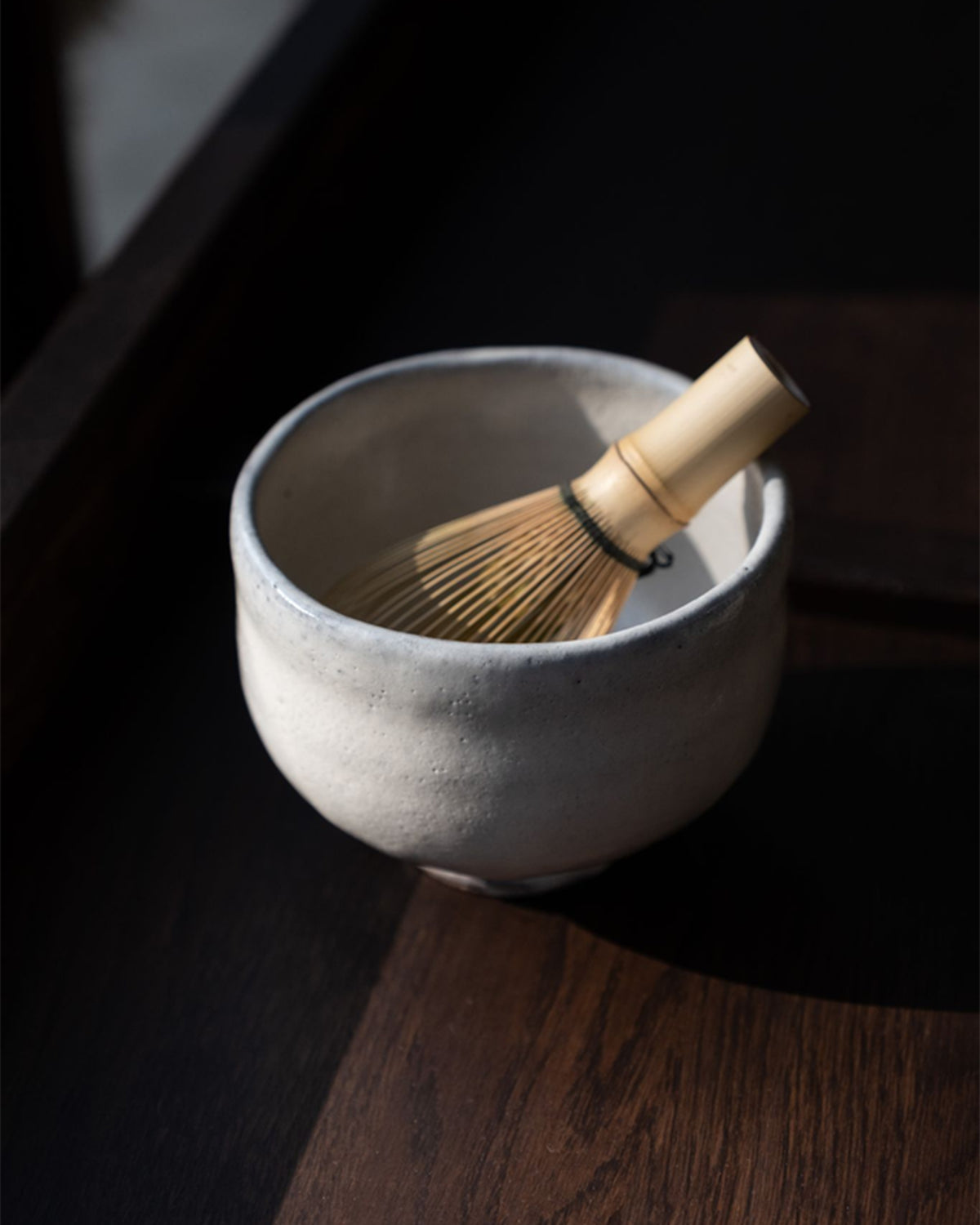 Hagi chawan by Yuka Matsuo with bamboo whisk