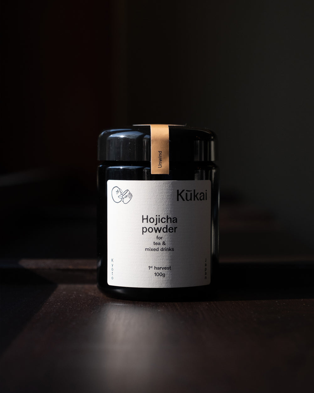Hōjicha matcha jar by Kūkai